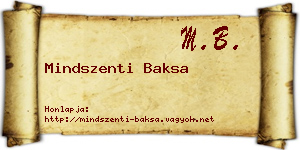 Mindszenti Baksa névjegykártya